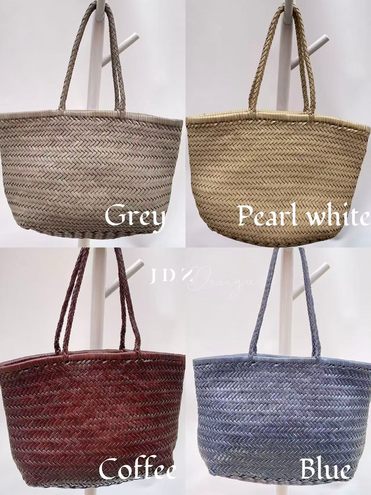 Olivia - Genuine Leather Woven Tote Bag, Large & Stylish for Shopping, Beach & Casual Use