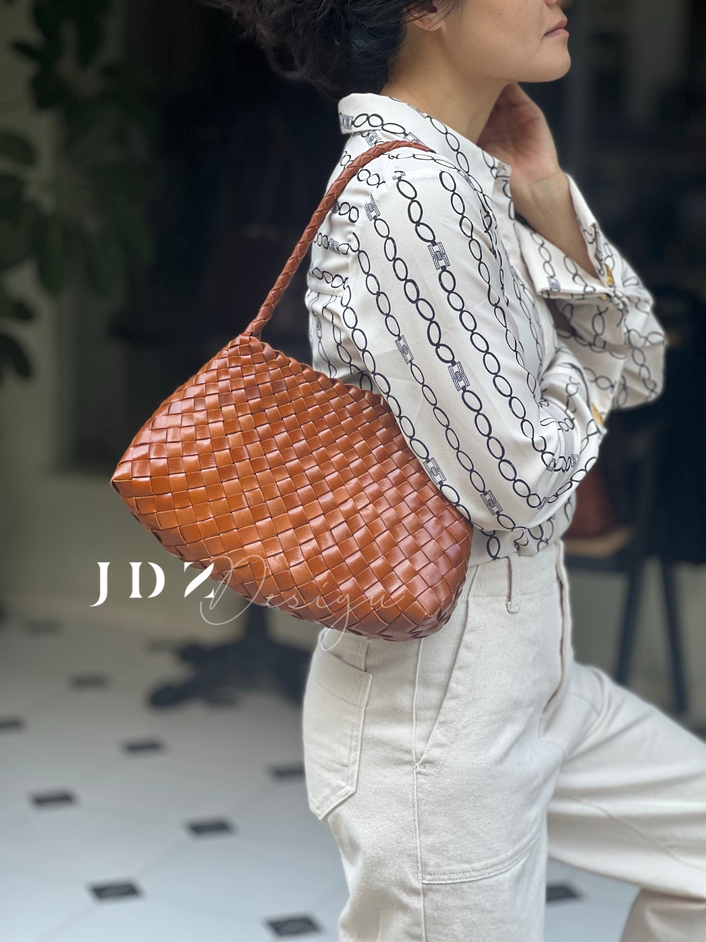 Sophia - Handmade Full Cowhide Leather Shoulder Bag with Single Strap