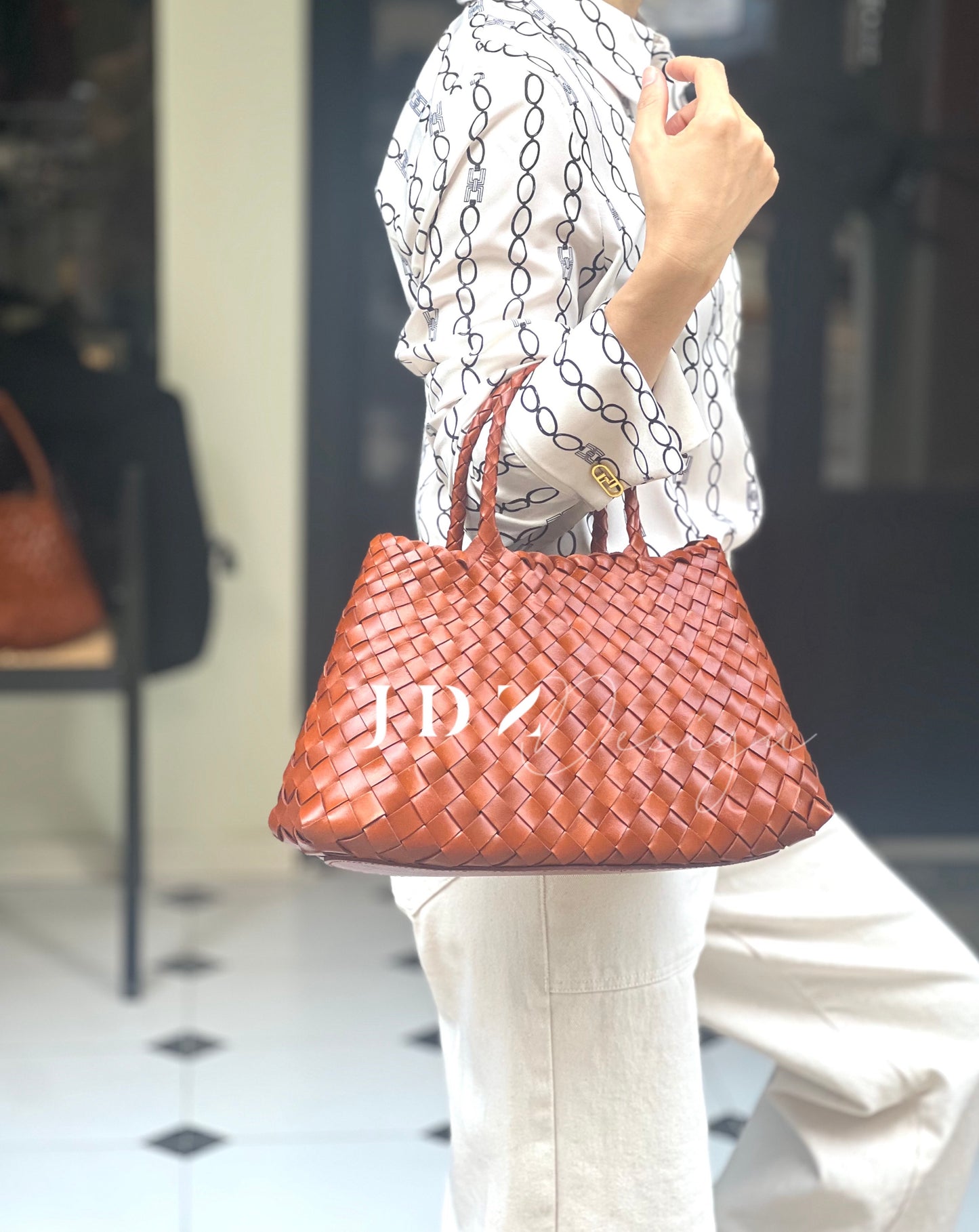 Elsa - Handcrafted Woven Leather Tote Bag, Hand Woven Ladies HOBO Bag