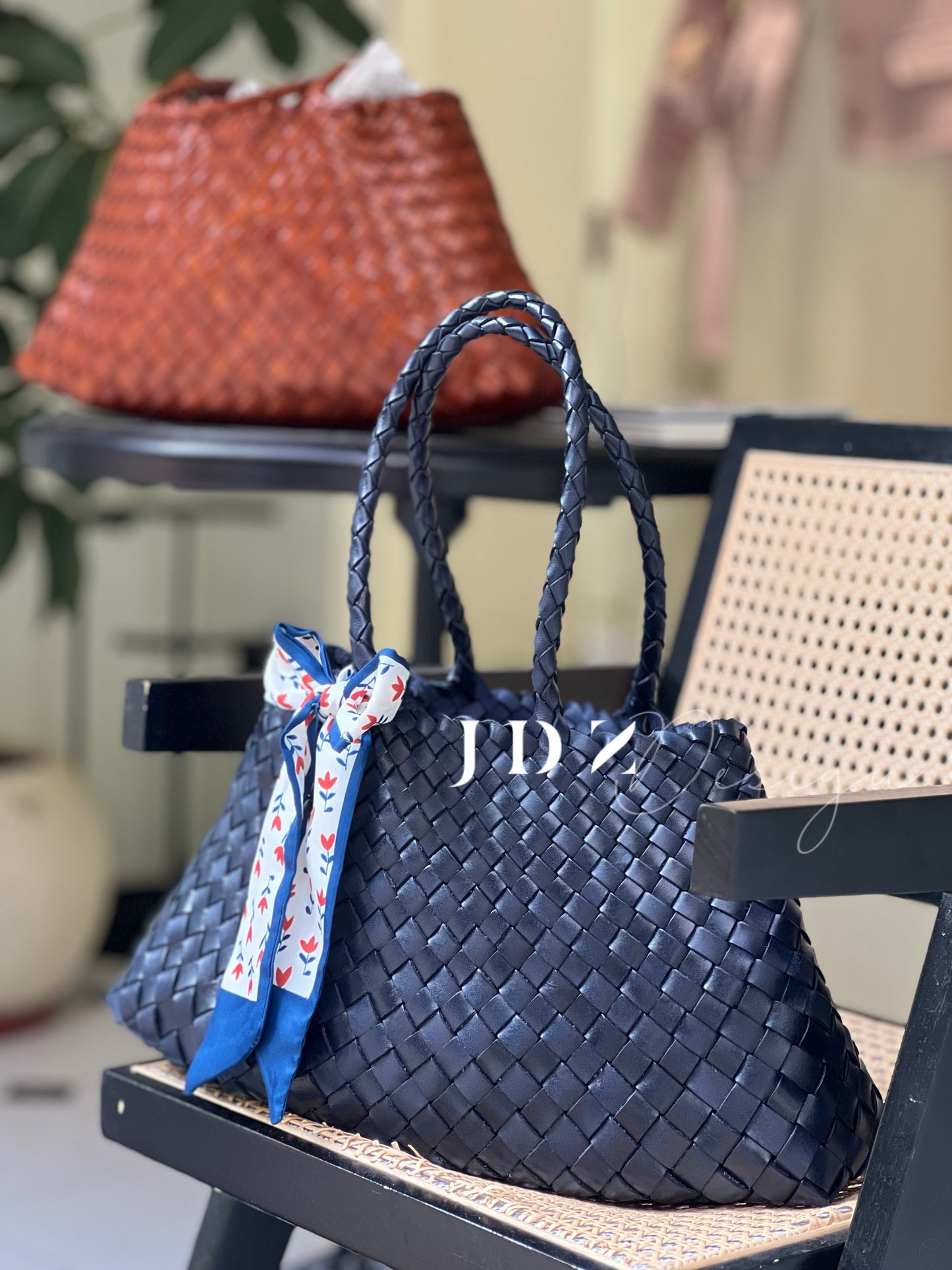 Mila - Retro Handwoven Genuine Cowhide Leather Tote Bag with Long Handle