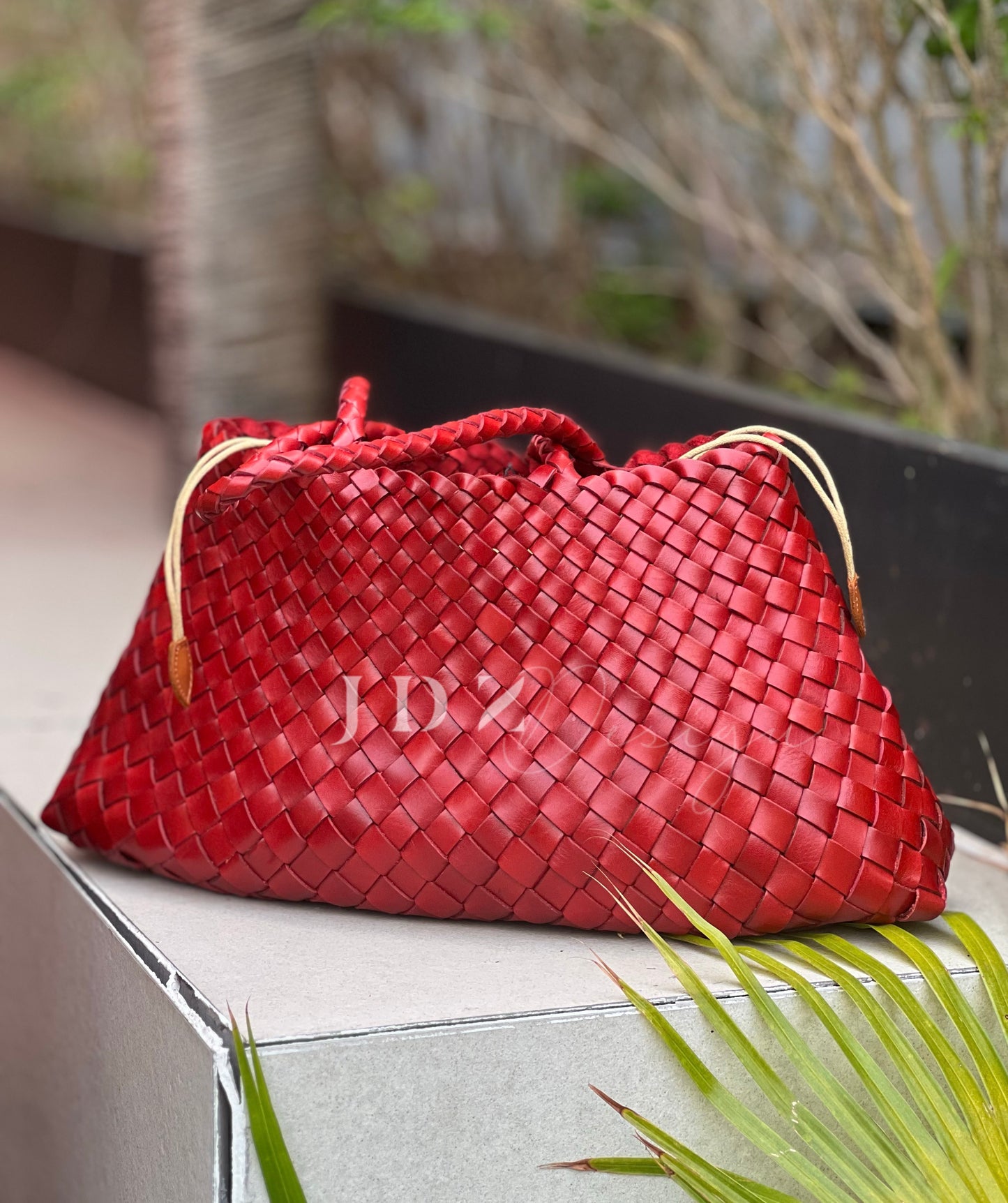 Mila - Retro Handwoven Genuine Cowhide Leather Tote Bag with Long Handle