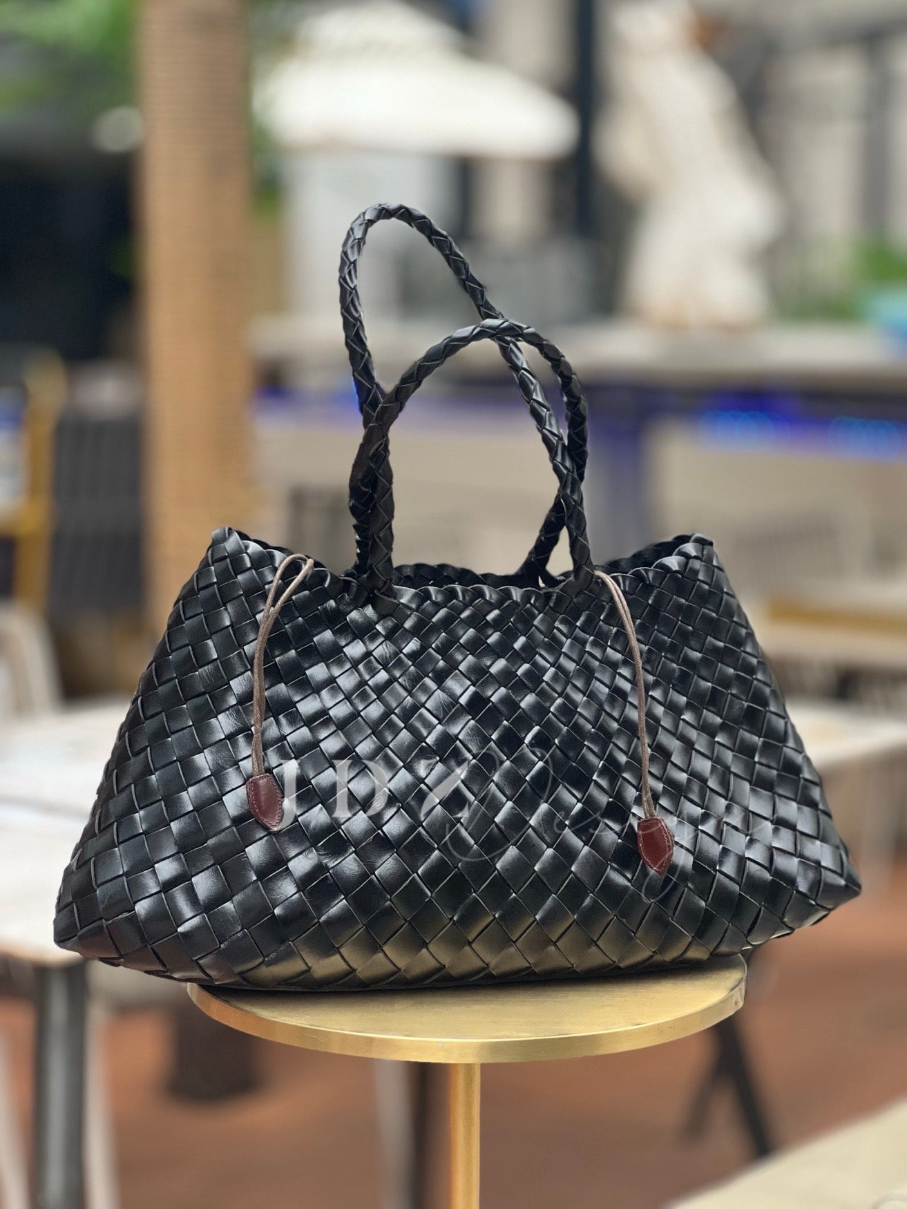 Mila - Retro Handwoven Genuine Cowhide Leather Tote Bag with Long Handle