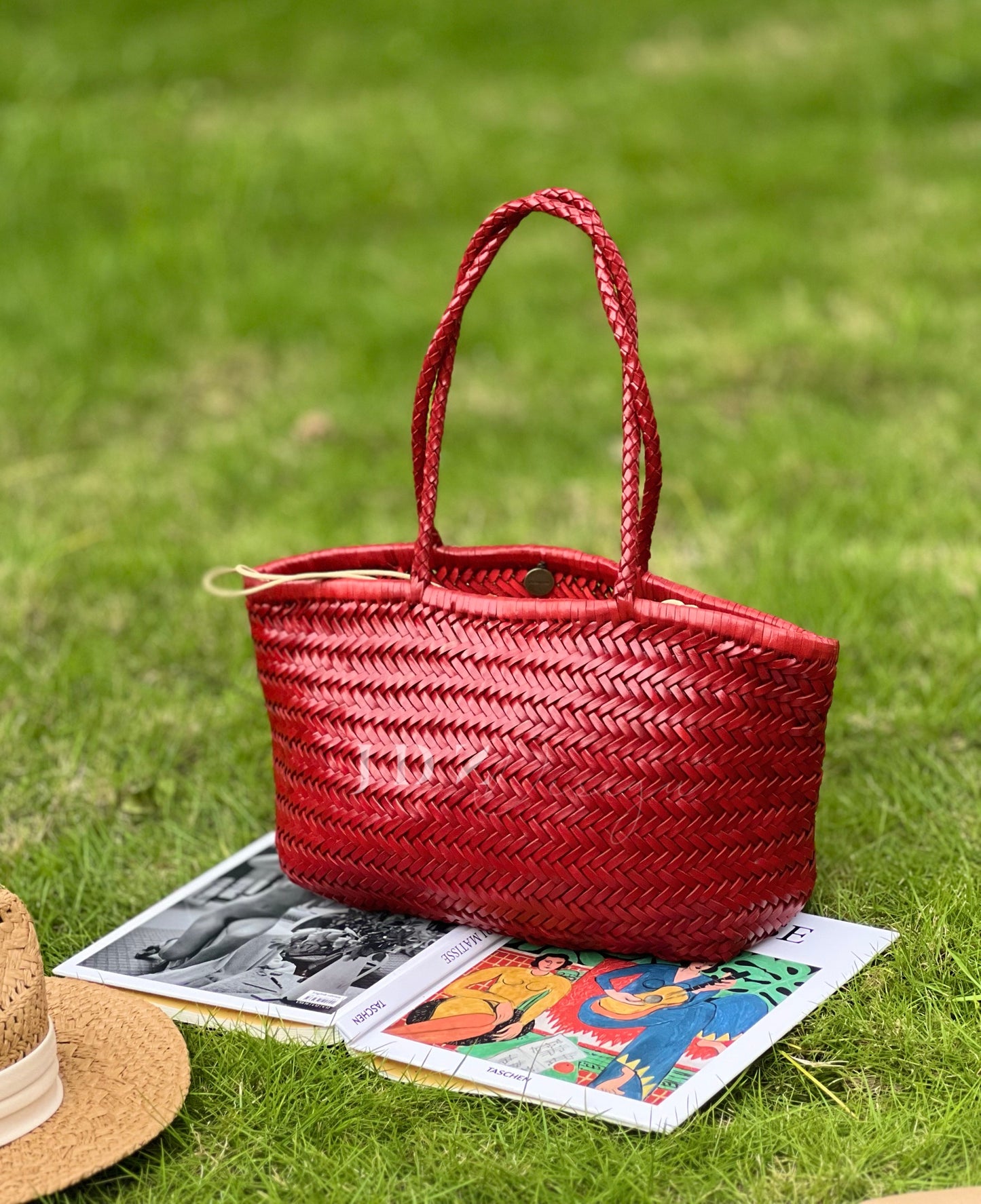 Olivia - Genuine Leather Woven Tote Bag, Large & Stylish for Shopping, Beach & Casual Use