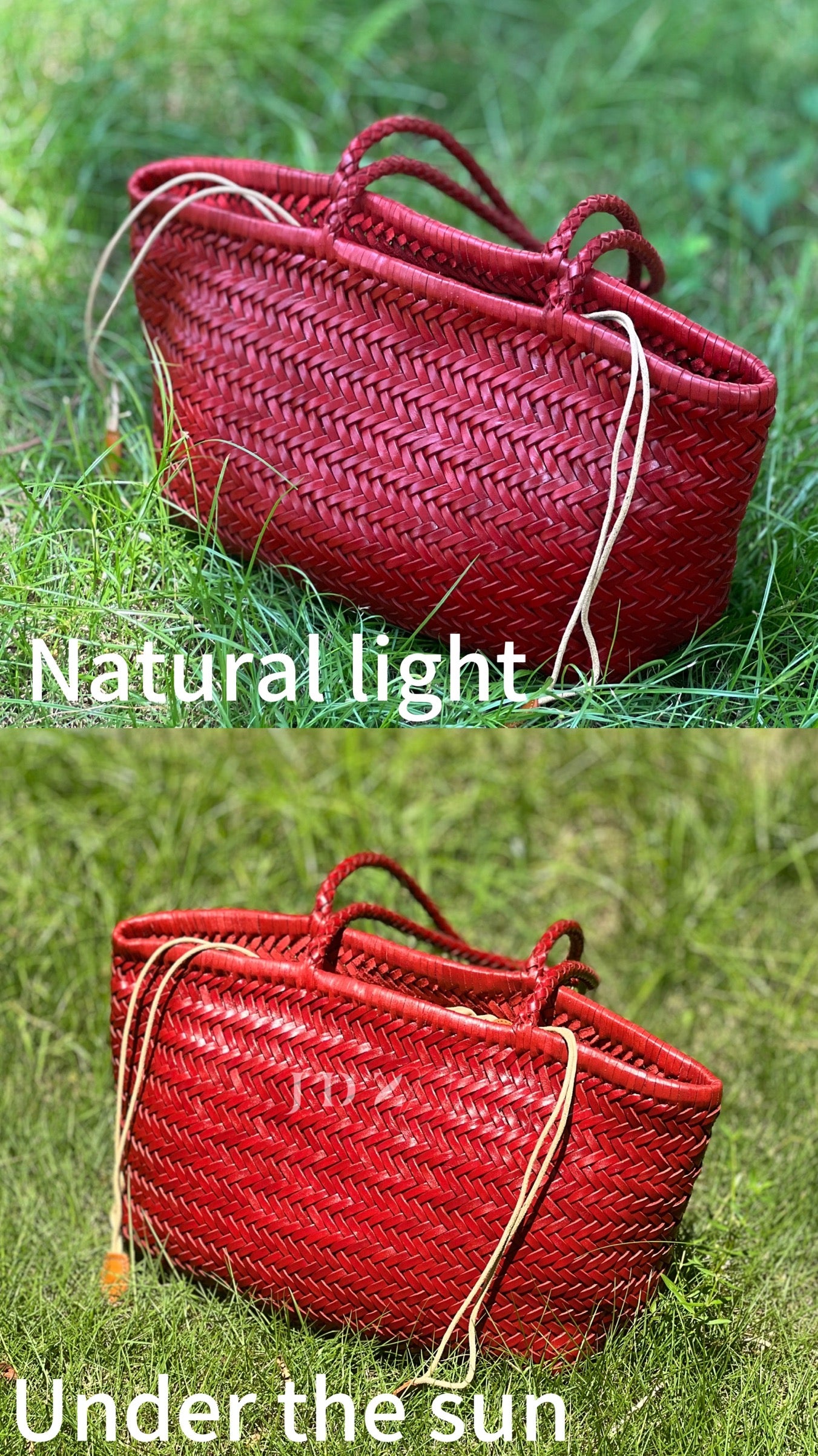 Olivia - Genuine Leather Woven Tote Bag, Large & Stylish for Shopping, Beach & Casual Use