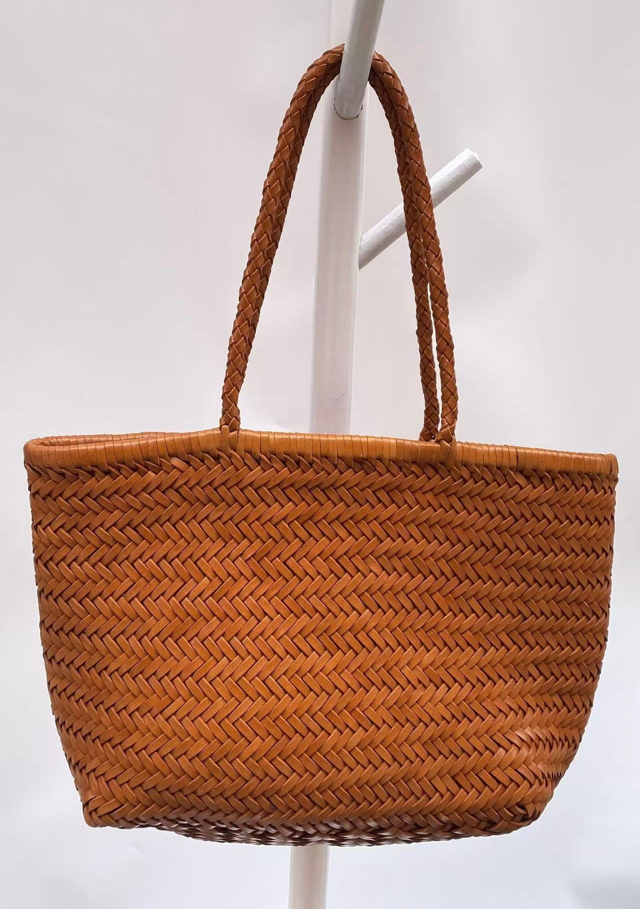 Olivia - Genuine Leather Woven Tote Bag, Large & Stylish for Shopping, Beach & Casual Use