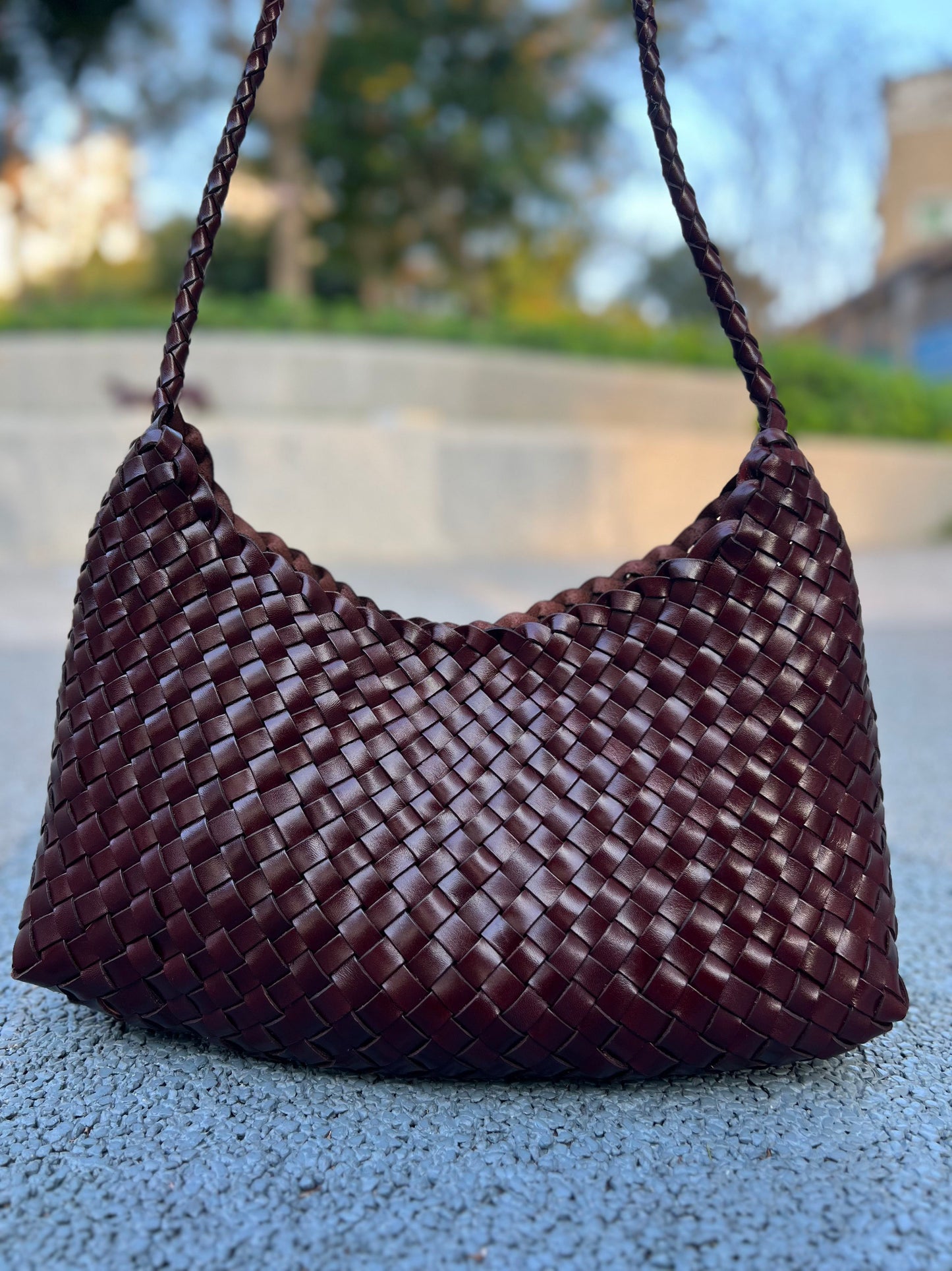 Aria- Handwoven Genuine Leather Tote Bag with Long Handle, Stylish & Durable