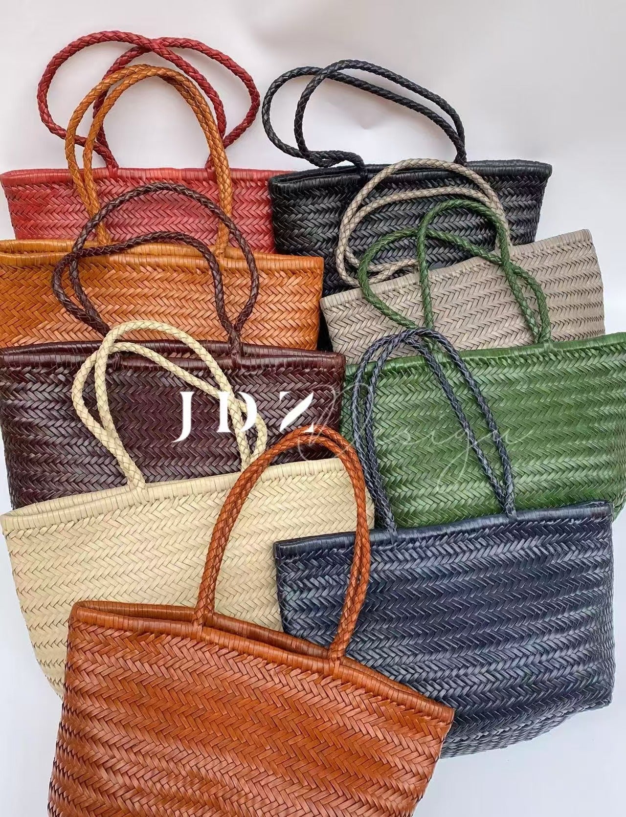 Olivia - Genuine Leather Woven Tote Bag, Large & Stylish for Shopping, Beach & Casual Use