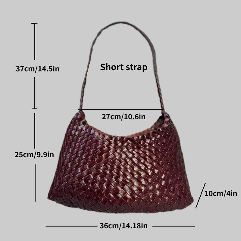 Aria- Handwoven Genuine Leather Tote Bag with Long Handle, Stylish & Durable