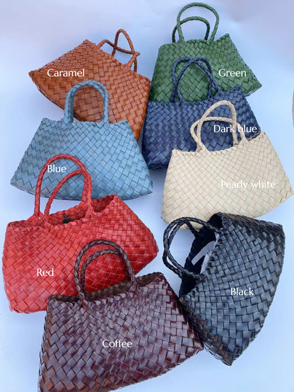 Lana Retro hand-woven first-layer cowhide shoulder bag, Soft Leather bag ,Gift for Wife,Gift for Mom， beach holiday  cow leather bag