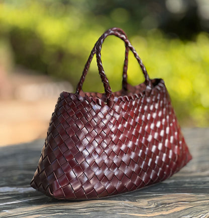 Elsa - Handcrafted Woven Leather Tote Bag, Hand Woven Ladies HOBO Bag
