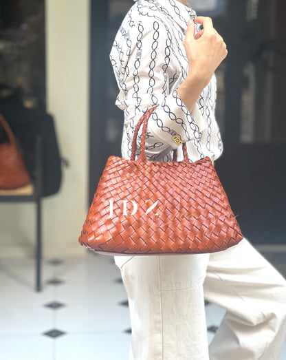 Elsa - Handcrafted Woven Leather Tote Bag, Hand Woven Ladies HOBO Bag