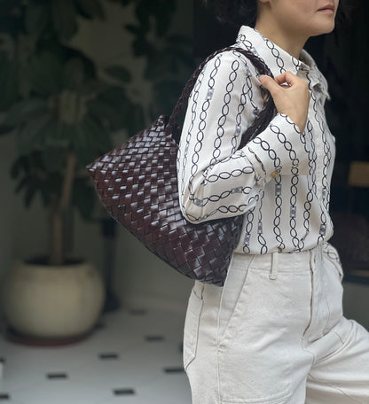 Lana Retro hand-woven first-layer cowhide shoulder bag, Soft Leather bag ,Gift for Wife,Gift for Mom， beach holiday  cow leather bag