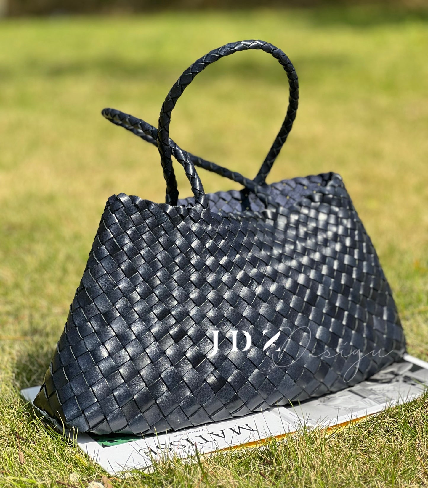 Mila - Retro Handwoven Genuine Cowhide Leather Tote Bag with Long Handle