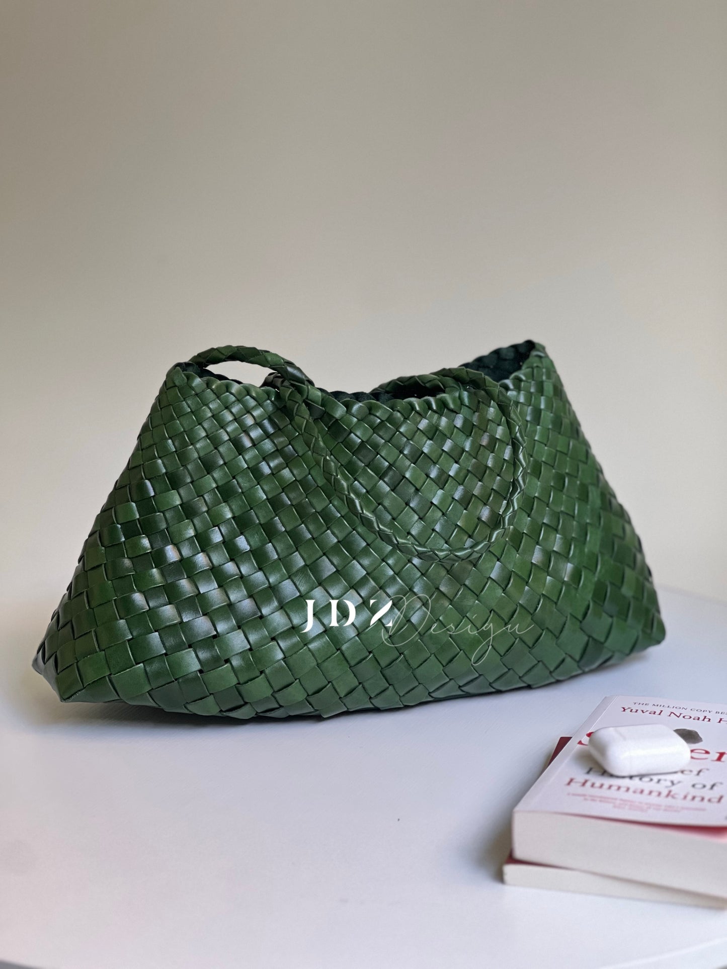 Mila - Retro Handwoven Genuine Cowhide Leather Tote Bag with Long Handle