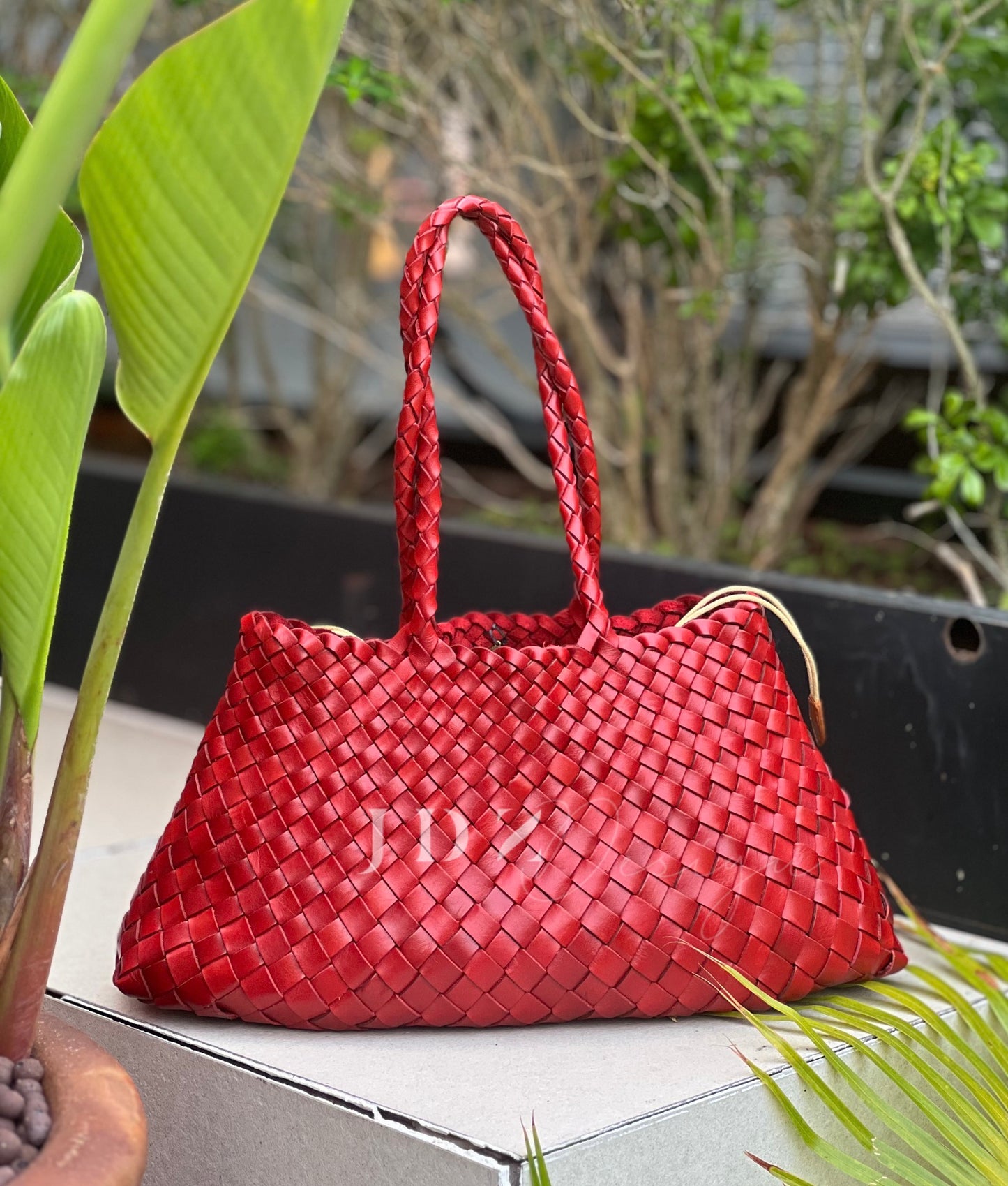 Mila - Retro Handwoven Genuine Cowhide Leather Tote Bag with Long Handle