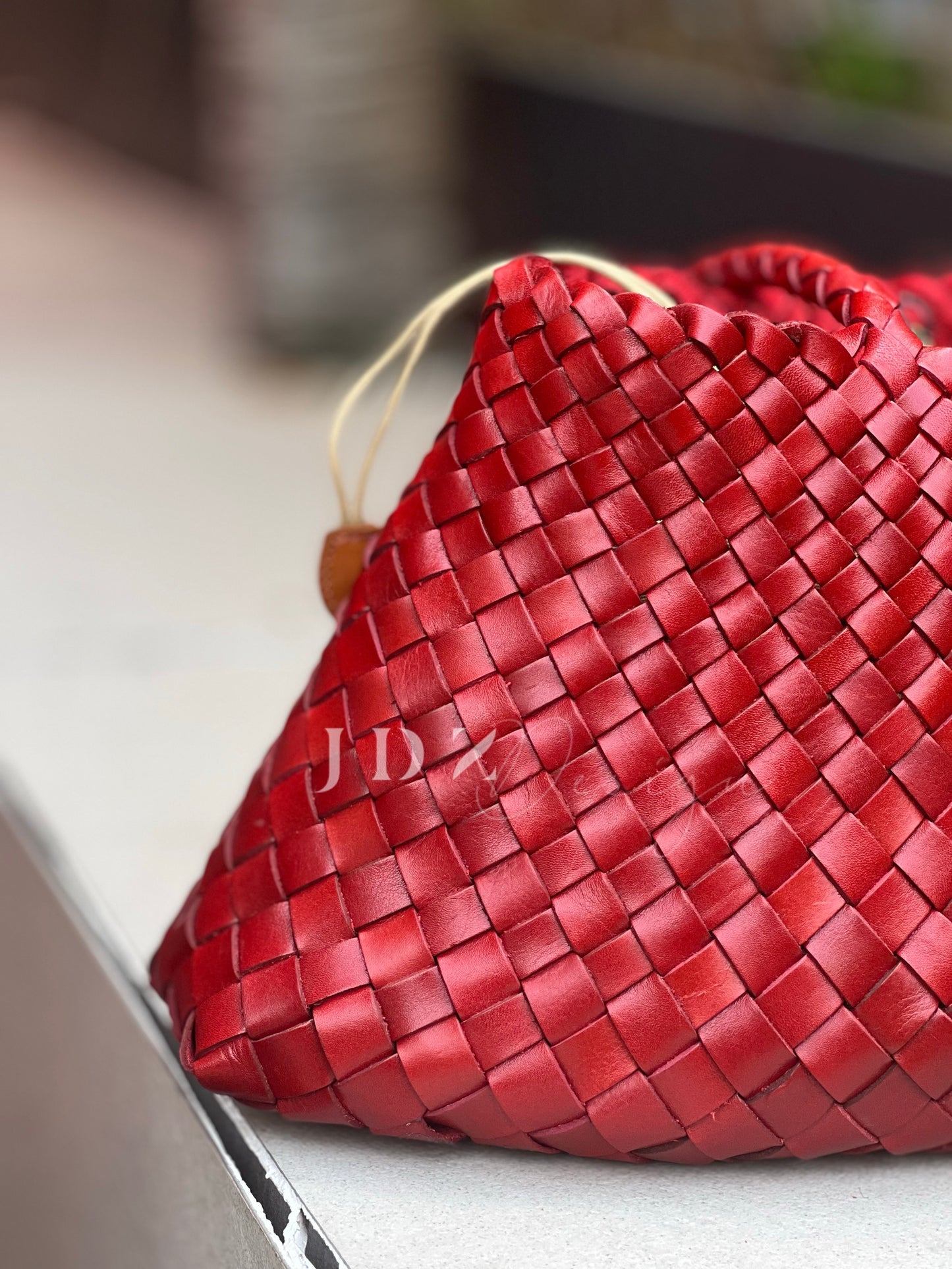 Mila - Retro Handwoven Genuine Cowhide Leather Tote Bag with Long Handle