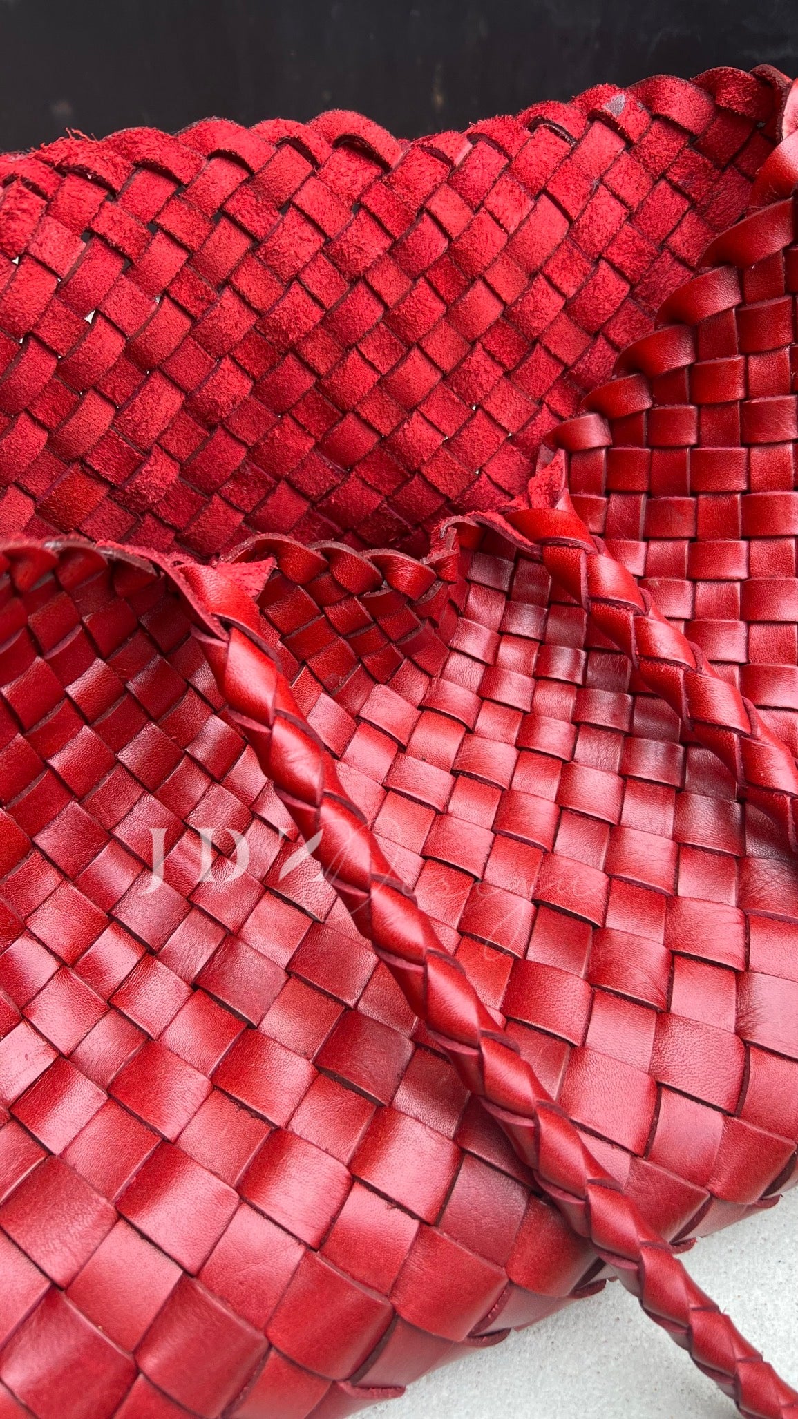 Mila - Retro Handwoven Genuine Cowhide Leather Tote Bag with Long Handle