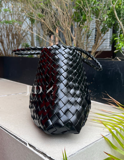 Mila - Retro Handwoven Genuine Cowhide Leather Tote Bag with Long Handle