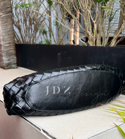 Mila - Retro Handwoven Genuine Cowhide Leather Tote Bag with Long Handle