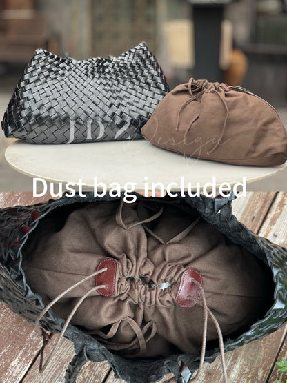 Mila - Retro Handwoven Genuine Cowhide Leather Tote Bag with Long Handle