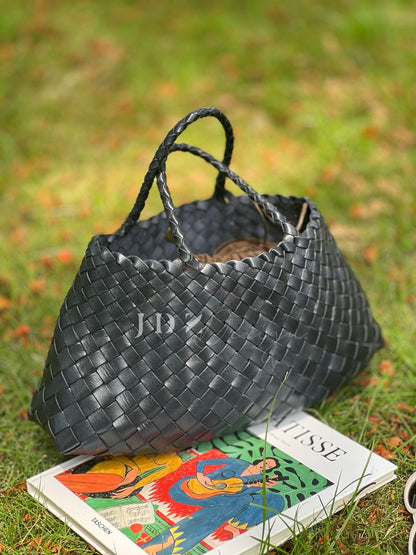 Elsa - Handcrafted Woven Leather Tote Bag, Hand Woven Ladies HOBO Bag