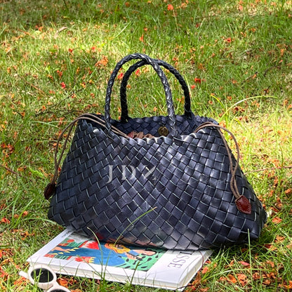 Elsa - Handcrafted Woven Leather Tote Bag, Hand Woven Ladies HOBO Bag