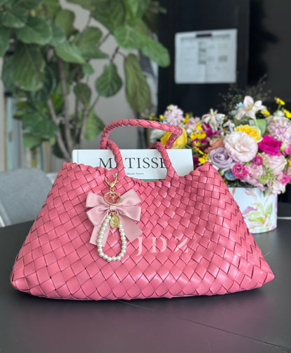 Mila - Retro Handwoven Genuine Cowhide Leather Tote Bag with Long Handle