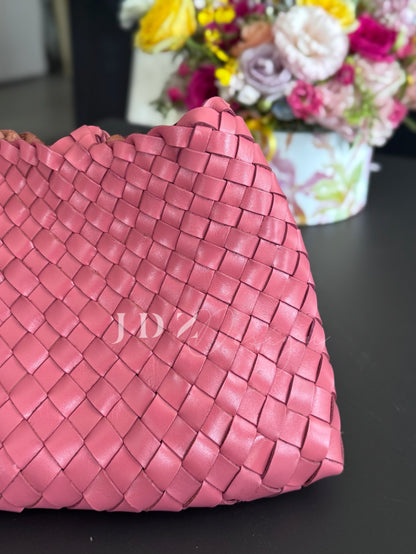 Mila - Retro Handwoven Genuine Cowhide Leather Tote Bag with Long Handle