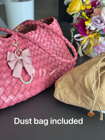 Mila - Retro Handwoven Genuine Cowhide Leather Tote Bag with Long Handle