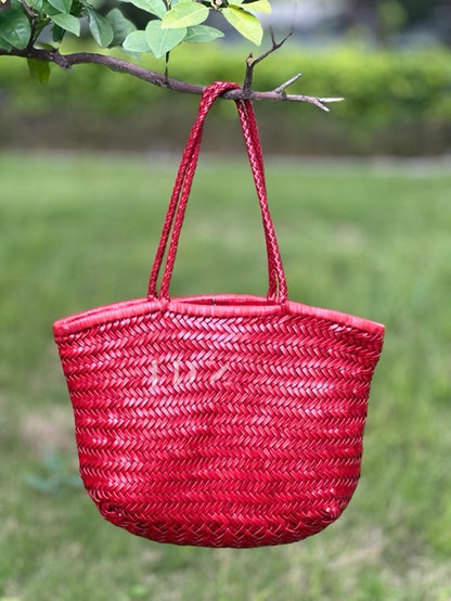 Olivia - Genuine Leather Woven Tote Bag, Large & Stylish for Shopping, Beach & Casual Use