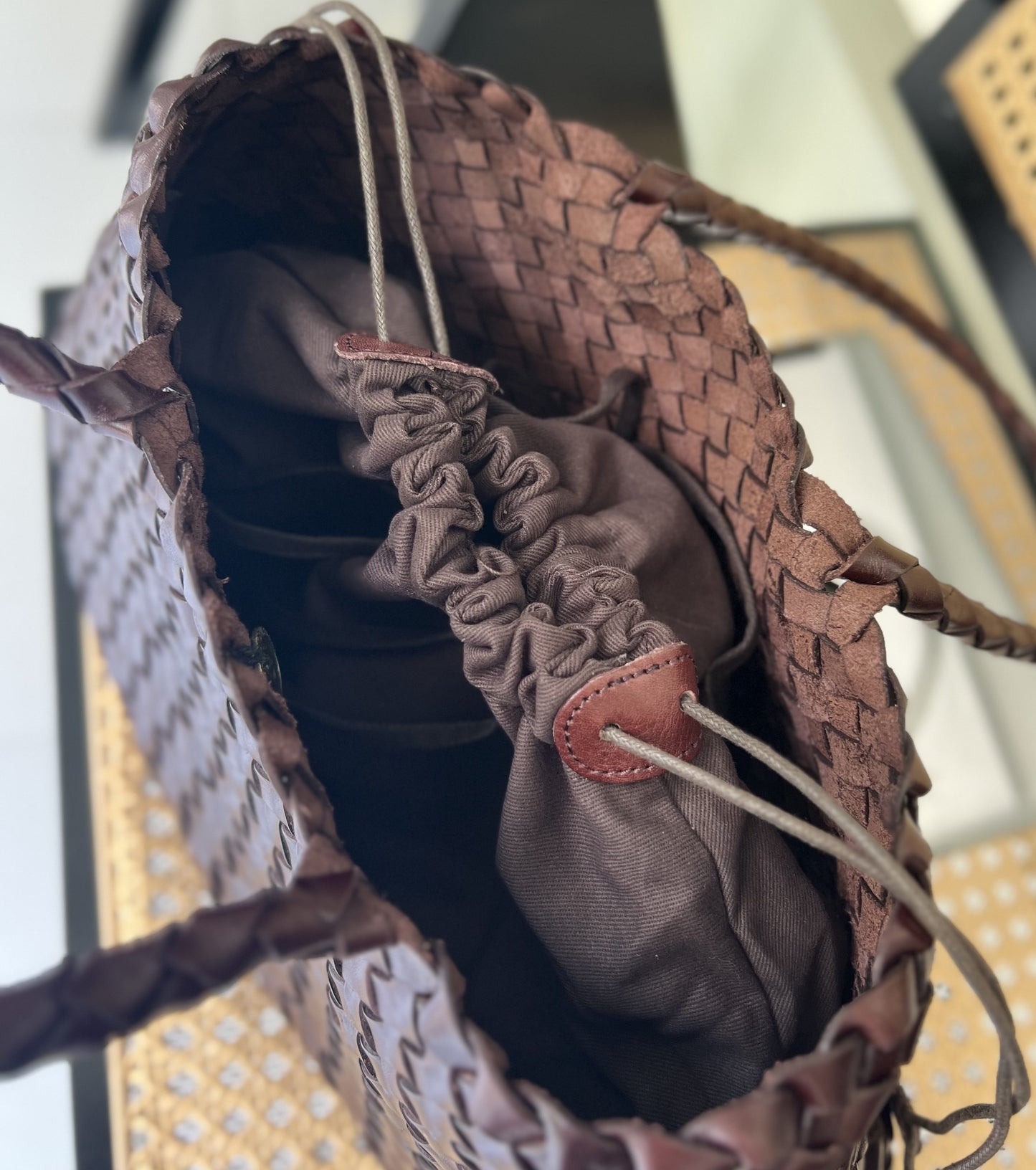 Mila - Retro Handwoven Genuine Cowhide Leather Tote Bag with Long Handle