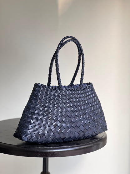 Mila - Retro Handwoven Genuine Cowhide Leather Tote Bag with Long Handle