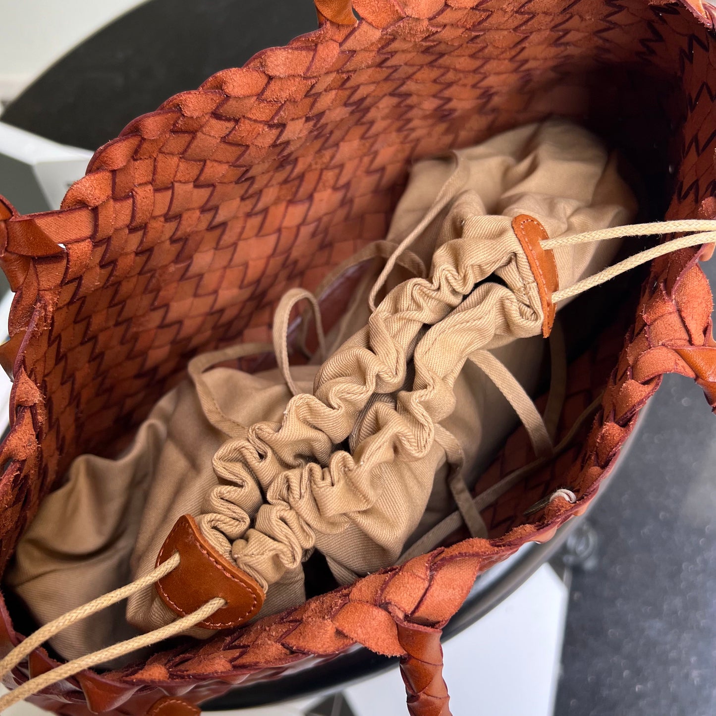 Mila - Retro Handwoven Genuine Cowhide Leather Tote Bag with Long Handle