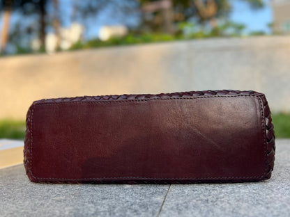 Eva - Retro Handmade Genuine Cowhide Woven Leather Tote Bag - Spacious Design