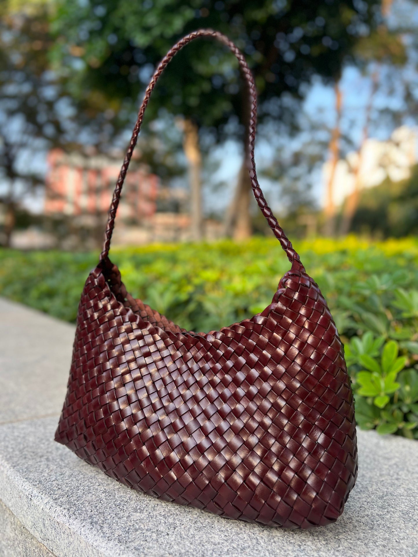 Aria- Handwoven Genuine Leather Tote Bag with Long Handle, Stylish & Durable
