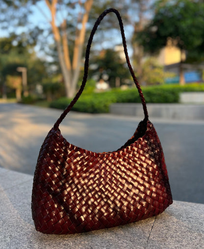 Aria- Handwoven Genuine Leather Tote Bag with Long Handle, Stylish & Durable