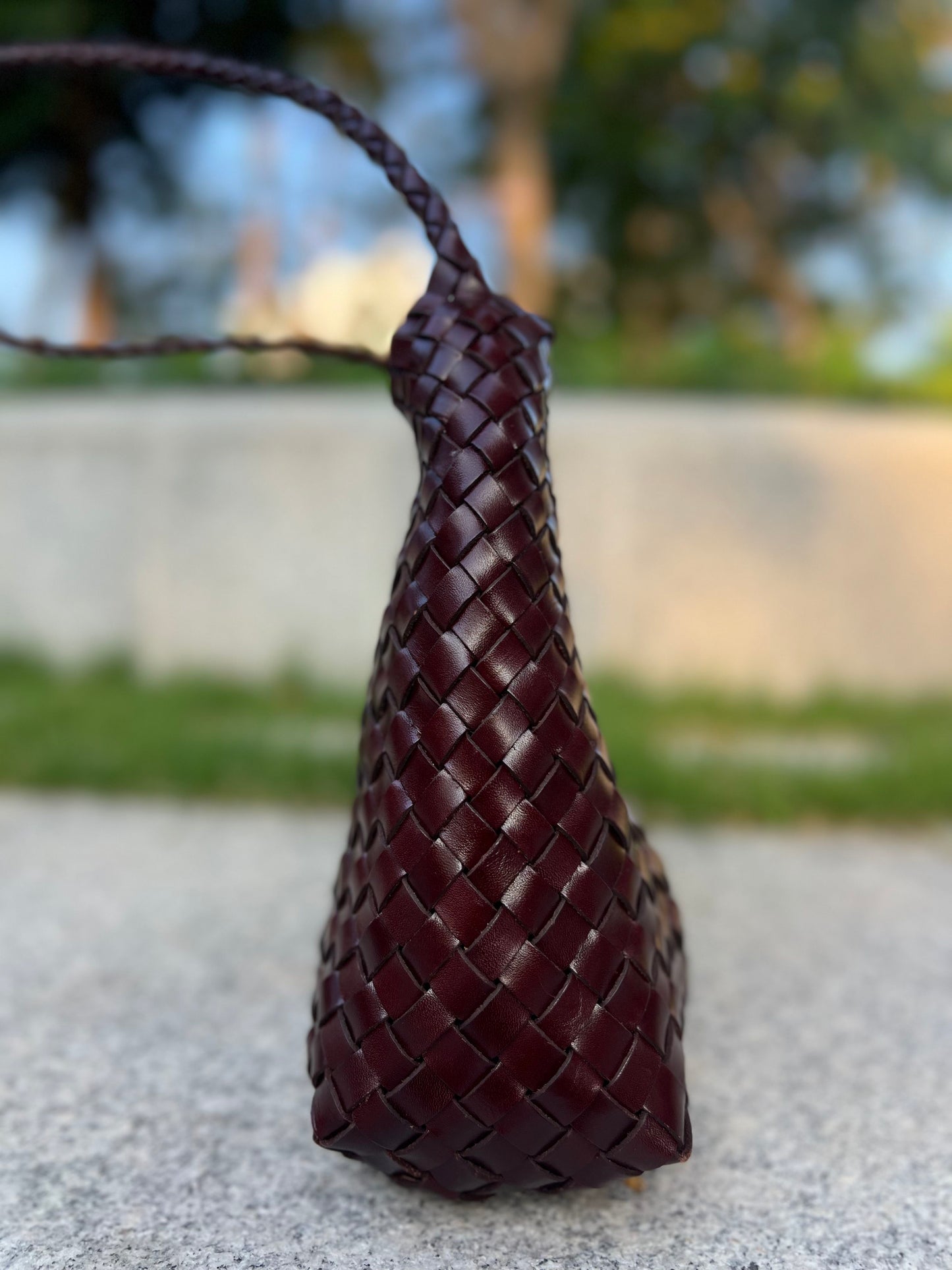 Aria- Handwoven Genuine Leather Tote Bag with Long Handle, Stylish & Durable