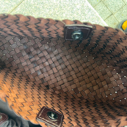 Aria- Handwoven Genuine Leather Tote Bag with Long Handle, Stylish & Durable