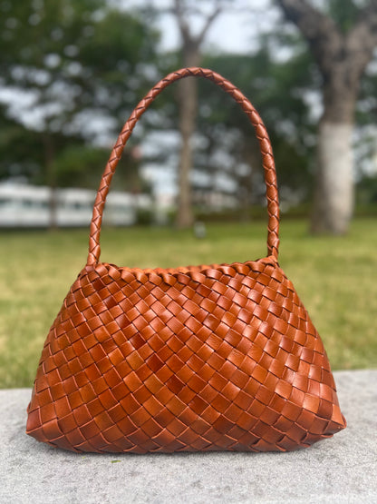 Sophia - Handmade Full Cowhide Leather Shoulder Bag with Single Strap