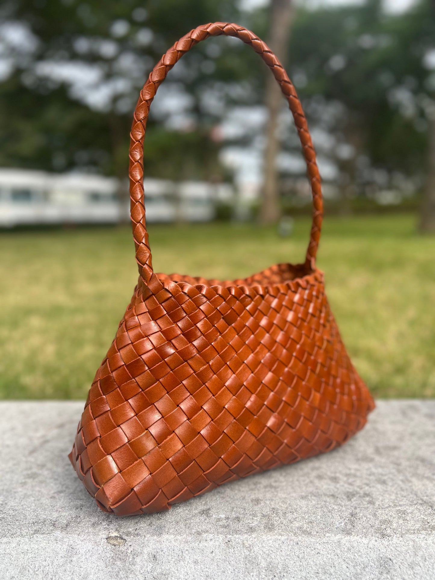 Sophia - Handmade Full Cowhide Leather Shoulder Bag with Single Strap