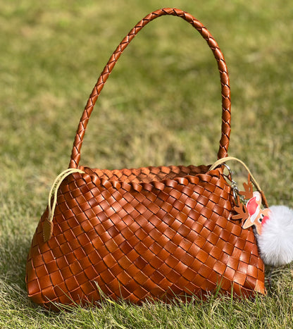 Sophia - Handmade Full Cowhide Leather Shoulder Bag with Single Strap