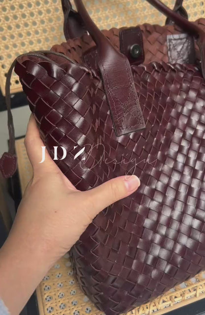 Aurora - Handwoven Leather Tote Bag - Effortless Commuting