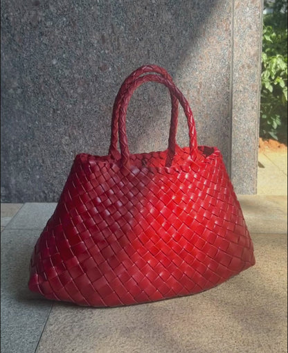 Elsa - Handcrafted Woven Leather Tote Bag, Hand Woven Ladies HOBO Bag