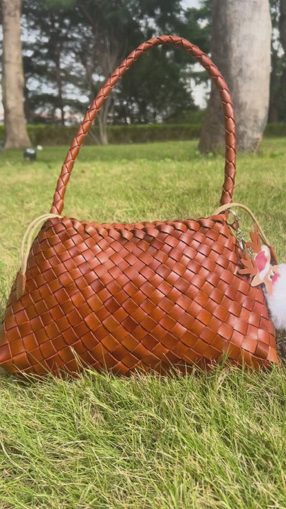 Sophia - Handmade Full Cowhide Leather Shoulder Bag with Single Strap